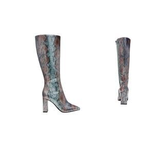 Wild Pair Women's Wide Calf Block Heel Knee High Boots Snake Size 7.5